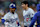 SAN DIEGO, CALIFORNIA - OCTOBER 08: Mookie Betts #50 
 and Shohei Ohtani #17 of the Los Angeles Dodgers celebrate after Betts hit a home run in the first inning against the San Diego Padres during Game Three of the Division Series at Petco Park on October 08, 2024 in San Diego, California. (Photo by Harry How/Getty Images)