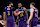 LOS ANGELES, CALIFORNIA - NOVEMBER 19: Anthony Davis #3 and LeBron James #23 of the Los Angeles Lakers react to Dalton Knecht #4, who shot nine three pointers and scored 37 points, during a 124-118 win over the Utah Jazz at Crypto.com Arena on November 19, 2024 in Los Angeles, California. (Photo by Harry How/Getty Images) NOTE TO USER: User expressly acknowledges and agrees that, by downloading and or using this photograph, User is consenting to the terms and conditions of the Getty Images License Agreement. (Photo by Harry How/Getty Images)