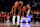 NEW YORK, NEW YORK - NOVEMBER 08: Karl-Anthony Towns #32 and Jalen Brunson #11 of the New York Knicks talk during a free throw by a teammate in the second half against the Milwaukee Bucks at Madison Square Garden on November 08, 2024 in New York City. NOTE TO USER: User expressly acknowledges and agrees that, by downloading and or using this photograph, User is consenting to the terms and conditions of the Getty Images License Agreement. (Photo by Elsa/Getty Images)