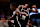 NEW YORK, NEW YORK - NOVEMBER 04: Dennis Schroder #17 and Dorian Finney-Smith #28 of the Brooklyn Nets react after defeating the Memphis Grizzlies at Barclays Center on November 04, 2024 in the Brooklyn borough of New York City. (Photo by Luke Hales/Getty Images)