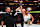 Julianna Pena reacts after her victory against Raquel Pennington