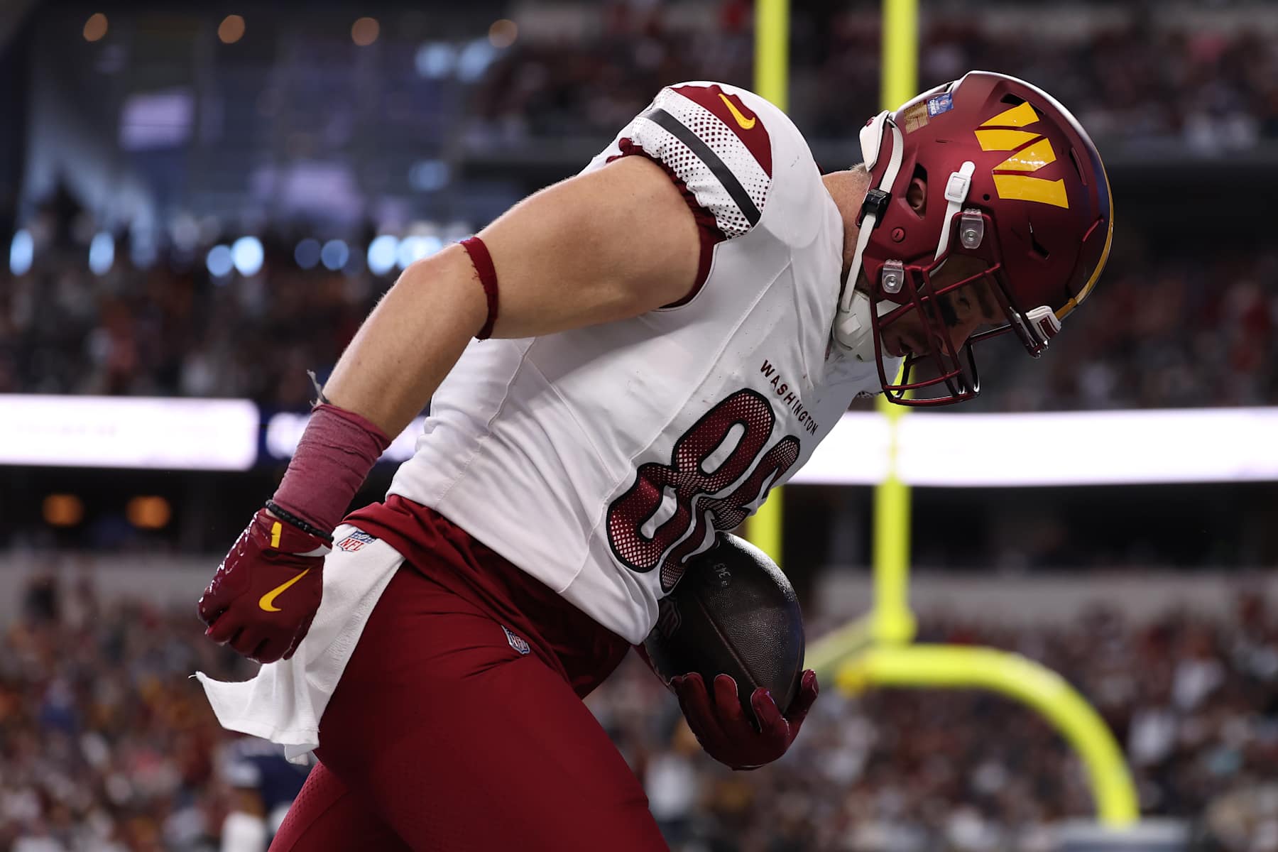 Football Football ARLINGTON, TEXAS - JANUARY 05: Zach Ertz #86 of the Washington Commanders scores a touchdown against the Dallas Cowboys during the third quarter at AT&T Stadium on January 05, 2025 in Arlington, Texas. (Photo by Sam Hodde/Getty Images)
