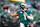 PHILADELPHIA, PENNSYLVANIA - JANUARY 12: Jalen Hurts #1 of the Philadelphia Eagles warms up prior to a game against the Green Bay Packers during the NFC Wild Card Playoff at Lincoln Financial Field on January 12, 2025 in Philadelphia, Pennsylvania. (Photo by Mitchell Leff/Getty Images)