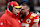 LAS VEGAS, NEVADA - FEBRUARY 11: Travis Kelce #87 of the Kansas City Chiefs reacts at Head coach Andy Reid in the first half against the San Francisco 49ers during Super Bowl LVIII at Allegiant Stadium on February 11, 2024 in Las Vegas, Nevada. (Photo by Jamie Squire/Getty Images)