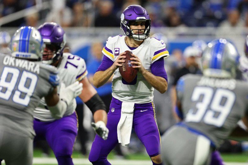 DETROIT, MI - DECEMBER 11: Minnesota Vikings wide receiver Justin Jefferson  (18) is tackled after a