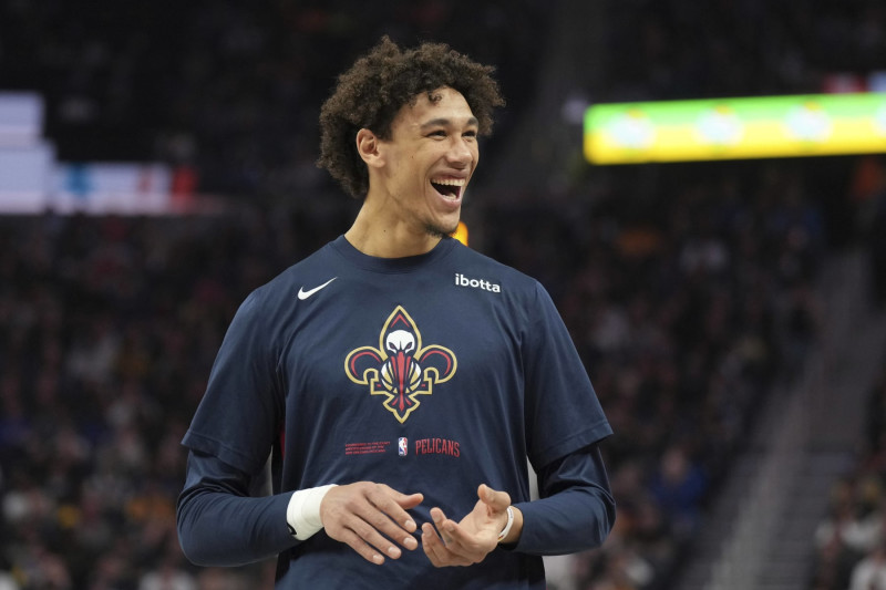 New Orleans Pelicans center Jaxson Hayes during the second quarter of an NBA basketball game against the Golden State Warriors Tuesday, March 28, 2023, in San Francisco. (AP Photo/Darren Yamashita)