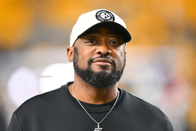 PITTSBURGH, PENNSYLVANIA - DECEMBER 07: Pittsburgh Steelers head coach Mike Tomlin looks on before the game against the New England Patriots at Acrisure Stadium on December 07, 2023 in Pittsburgh, Pennsylvania. (Photo by Joe Sargent/Getty Images)