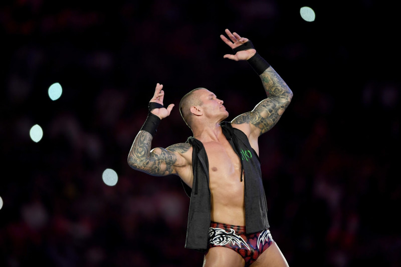 World Heavyweight Champion Randy Orton poses for photographers during the World Wrestling Entertainment (WWE) Super Showdown event in the Saudi Red Sea port city of Jeddah late on January 7, 2019. (Photo by Amer HILABI / AFP)        (Photo credit should read AMER HILABI/AFP via Getty Images)