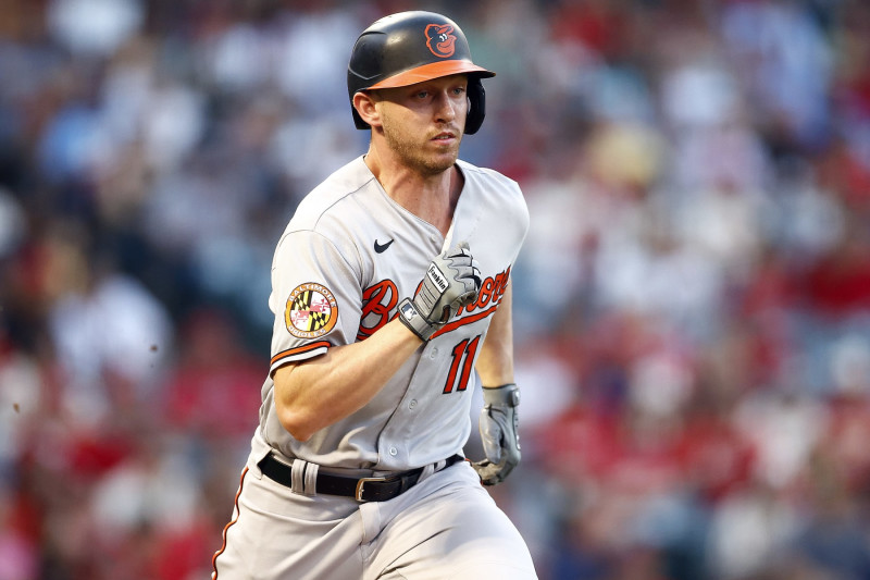 ANAHEIM, CALIFORNIA - SEPTEMBER 04:  Jordan Westburg #11 of the Baltimore Orioles at Angel Stadium of Anaheim on September 04, 2023 in Anaheim, California. (Photo by Ronald Martinez/Getty Images)