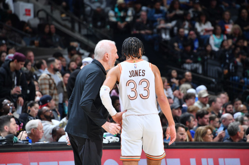 Gregg Popovich and Tre Jones