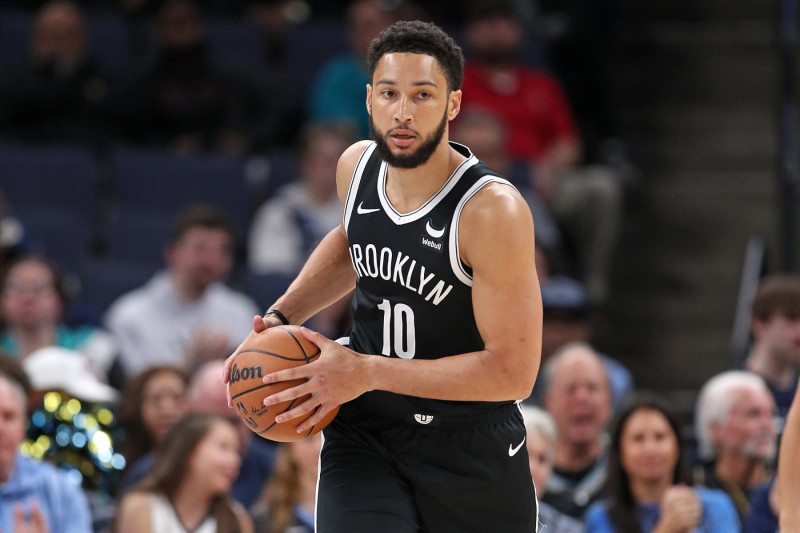 MEMPHIS, TENNESSEE - FEBRUARY 26: Ben Simmons #10 of the Brooklyn Nets brings the ball up court during the game against the Memphis Grizzlies at FedExForum on February 26, 2024 in Memphis, Tennessee. NOTE TO USER: User expressly acknowledges and agrees that, by downloading and or using this photograph, User is consenting to the terms and conditions of the Getty Images License Agreement. (Photo by Justin Ford/Getty Images)