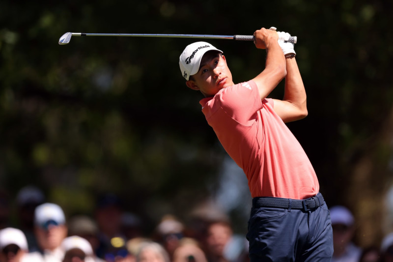 AUGUSTA, GEORGIA - APRIL 13: Collin Morikawa of the United States plays his shot from the fourth tee during the third round of the 2024 Masters Tournament at Augusta National Golf Club on April 13, 2024 in Augusta, Georgia. (Photo by Jamie Squire/Getty Images) (Photo by Jamie Squire/Getty Images)