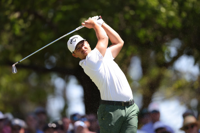 AUGUSTA, GEORGIA - APRIL 13: Xander Schauffele of the United States plays his shot from the fourth tee during the third round of the 2024 Masters Tournament at Augusta National Golf Club on April 13, 2024 in Augusta, Georgia. (Photo by Jamie Squire/Getty Images) (Photo by Jamie Squire/Getty Images)