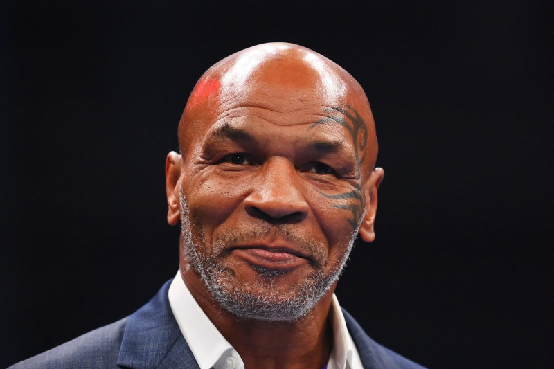 RIYADH, SAUDI ARABIA - OCTOBER 28: Mike Tyson looks on prior to the Heavyweight fight between Tyson Fury and Francis Ngannou at Boulevard Hall on October 28, 2023 in Riyadh, Saudi Arabia. (Photo by Justin Setterfield/Getty Images)