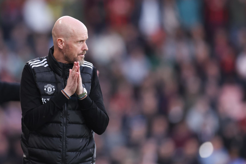 BOURNEMOUTH, ENGLAND - APRIL 13: Erik ten Hag the head coach / manager of Manchester United during the Premier League match between AFC Bournemouth and Manchester United at Vitality Stadium on April 13, 2024 in Bournemouth, England.(Photo by Catherine Ivill - AMA/Getty Images)