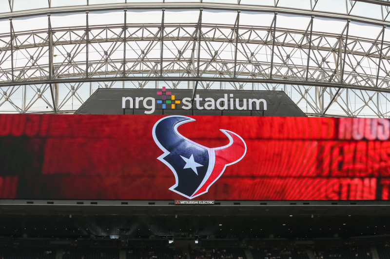 HOUSTON, TX - AUGUST 19: Large stadium digital signage displays the Houston Texans logo during the preseason NFL game between the Miami Dolphins and Houston Texans on August 19, 2023 at NRG Stadium in Houston, Texas. (Photo by Leslie Plaza Johnson/Icon Sportswire via Getty Images)