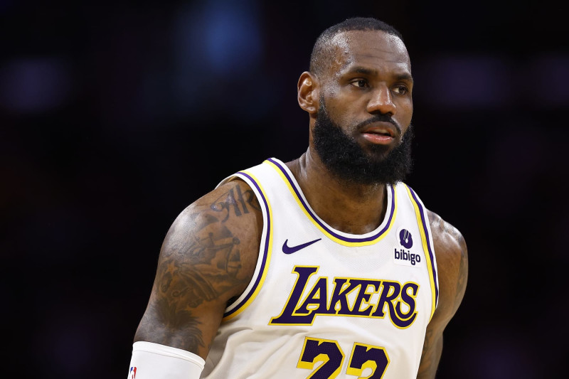 LOS ANGELES, CALIFORNIA - APRIL 27:  LeBron James #23 of the Los Angeles Lakers during game four of the Western Conference First Round Playoffs at Crypto.com Arena on April 27, 2024 in Los Angeles, California.  NOTE TO USER: User expressly acknowledges and agrees that, by downloading and/or using this photograph, user is consenting to the terms and conditions of the Getty Images License Agreement.  (Photo by Ronald Martinez/Getty Images)