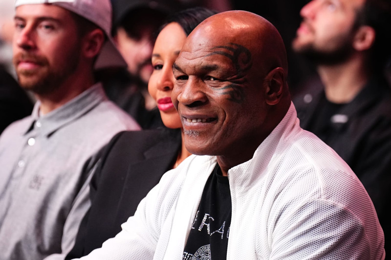 LAS VEGAS, NEVADA - APRIL 13: Mike Tyson attends the UFC 300 event at T-Mobile Arena on April 13, 2024 in Las Vegas, Nevada.  (Photo by Chris Unger/Zuffa LLC via Getty Images)