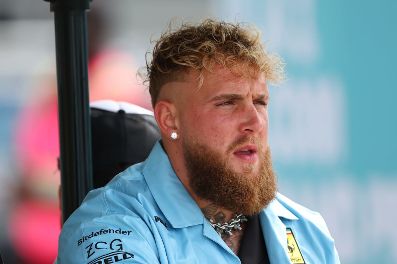 MIAMI GARDENS, FL - MAY 05: Jake Paul American YouTuber, actor, and professional boxer in the F1 Paddock prior to the F1 Crypto.com Miami Grand Prix on May 5. 2024 at the Miami International Autodrome in Miami Gardens, Florida.  (Photo by Rich Graessle/Icon)