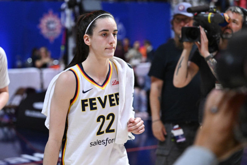 UNCASVILLE, CONNECTICUT - JUNE 10: Caitlin Clark #22 of the Indiana Fever walks off of the court after a game against the Connecticut Sun during the second half at the Mohegan Sun Arena on June 10, 2024 in Uncasville, Connecticut. NOTE TO USER: User expressly acknowledges and agrees that, by downloading and or using this photograph, User is consenting to the terms and conditions of the Getty Images License Agreement. (Photo by Brian Fluharty/Getty Images)