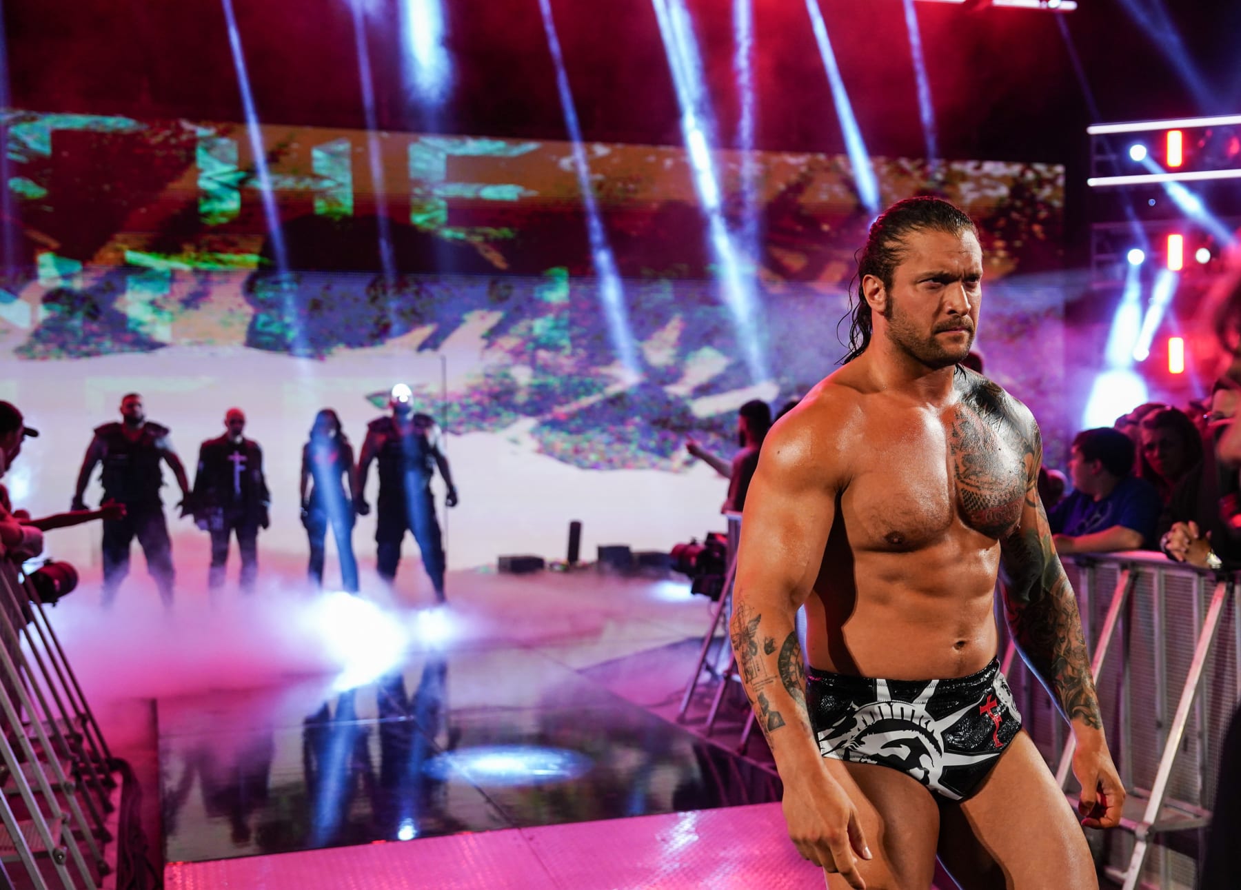 INDIANAPOLIS, INDIANA - JUNE 24: Karrion Kross makes his way to the ring during Monday Night RAW at Gainbridge Fieldhouse on June 24, 2024 in Indianapolis, Indiana. (Photo by WWE/Getty Images)