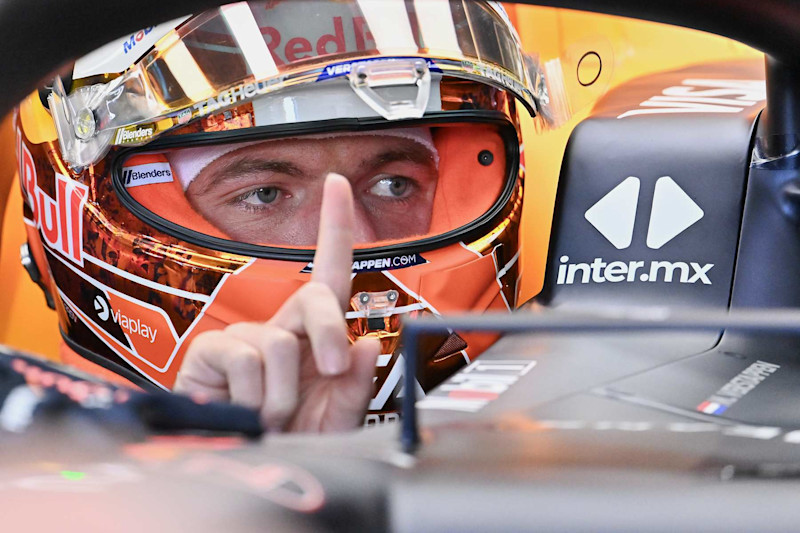 ZANDVOORT, NETHERLANDS - AUGUST 23: Max Verstappen of the Netherlands in the (1) Oracle Red Bull Racing RB20 in the garage during practice ahead of the F1 Grand Prix of The Netherlands at Circuit Zandvoort on August 23, 2024 in Zandvoort, Netherlands. (Photo by Vince Mignott/MB Media/Getty Images)