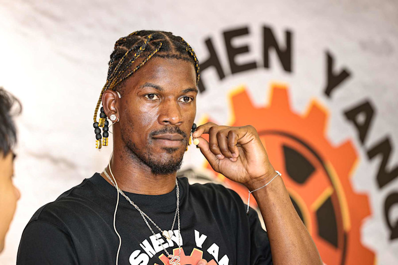 SHENYANG, CHINA - AUGUST 31: NBA Star Jimmy Butler attends a fan meeting during his China tour on August 31, 2024 in Shenyang, Liaoning Province of China. (Photo by VCG/VCG via Getty Images)