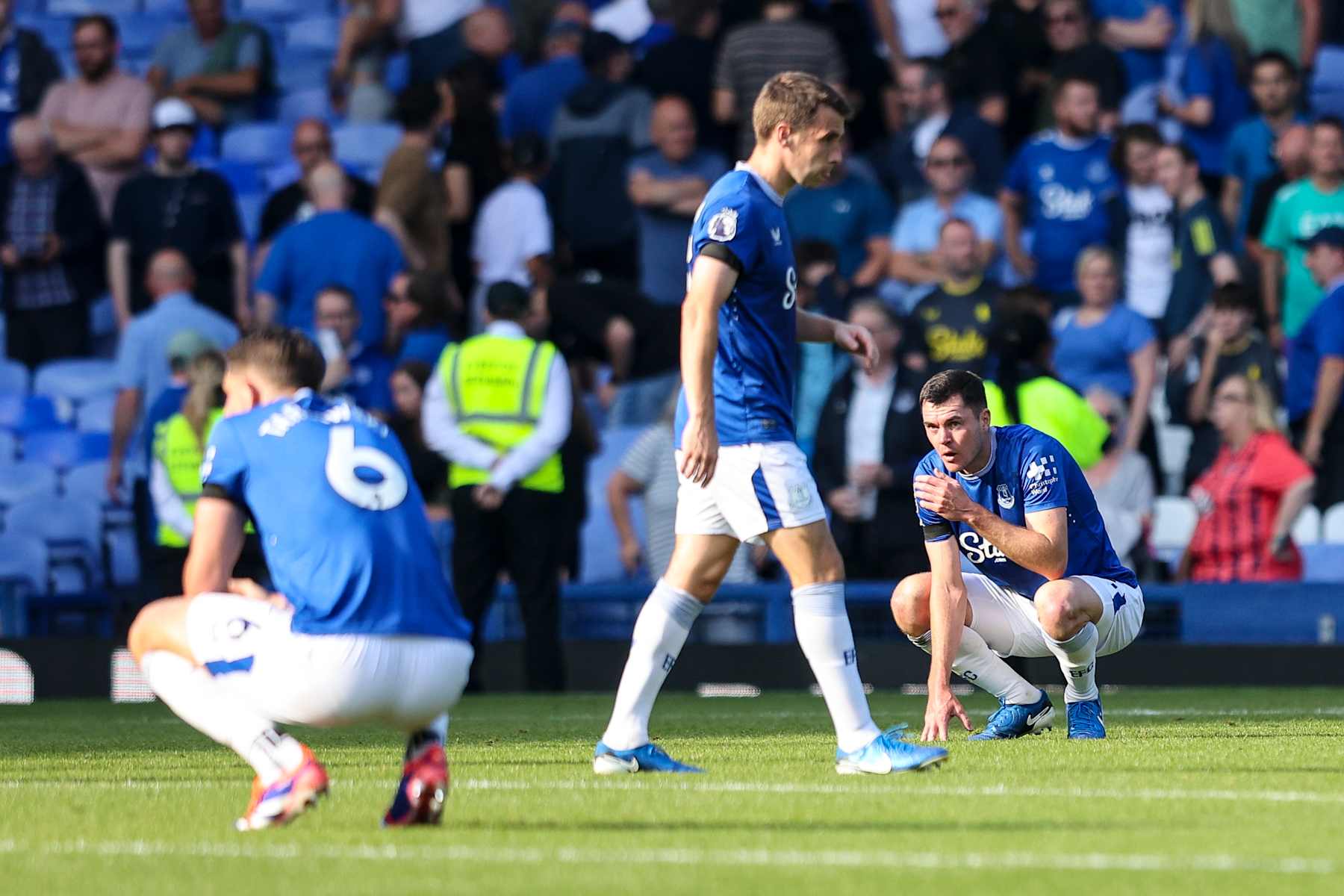LIVERPOOL, ENGLAND - AUGUST 31: Michael Keane of Everton after his sides 3-2 defeat during the Premier League match between Everton FC and AFC Bournemouth at Goodison Park on August 31, 2024 in Liverpool, England. (Photo by Robin Jones - AFC Bournemouth/AFC Bournemouth via Getty Images)