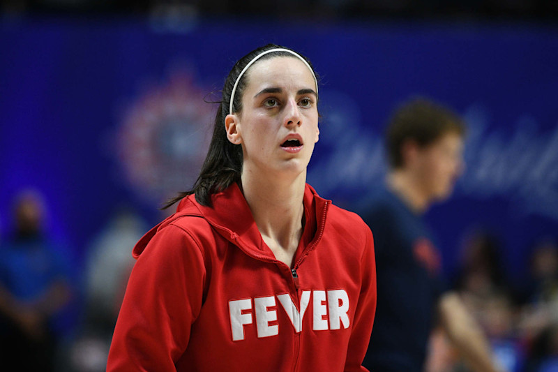 UNCASVILLE, CT - SEPTEMBER 25: Indiana Fever guard Caitlin Clark (22) looks on during halftime of game 2 of the first round of the WNBA Playoffs between the Indiana Fever and the Connecticut Sun on September 25, 2024, at Mohegan Sun Arena in Uncasville, CT. (Photo by Erica Denhoff/Icon Sportswire via Getty Images)