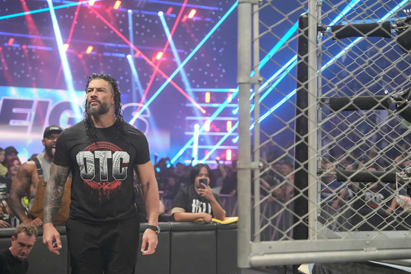 SEATTLE, WASHINGTON - SEPTEMBER 13: Roman Reigns makes his way to the ring during SmackDown at Climate Pledge Arena on September 13, 2024 in Seattle, Washington.  (Photo by WWE/Getty Images)