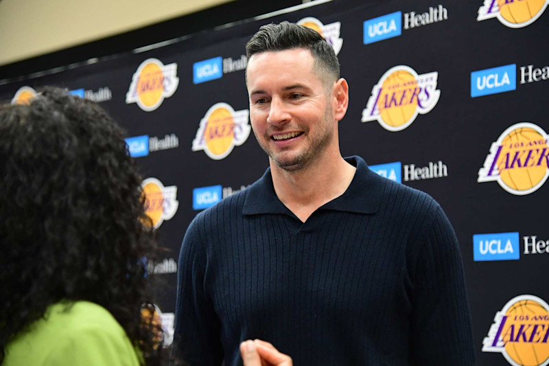 EL SEGUNDO, CA - SEPTEMBER 25:  Head Coach JJ Redick of the Los Angeles Lakers looks on on September 25, 2024 at UCLA Health Training Center in El Segundo, California. NOTE TO USER: User expressly acknowledges and agrees that, by downloading and or using this photograph, User is consenting to the terms and conditions of the Getty Images License Agreement. Mandatory Copyright Notice: Copyright 2024 NBAE (Photo by Adam Pantozzi/NBAE via Getty Images)