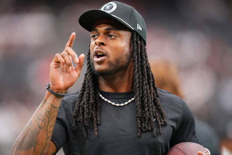 LAS VEGAS, NEVADA - SEPTEMBER 29: Wide receiver Davante Adams #17 of the Las Vegas Raiders walks the sidelines before the game against the Cleveland Browns at Allegiant Stadium on September 29, 2024 in Las Vegas, Nevada. The Raiders defeated the Browns 20-16.  (Photo by Jeff Bottari/Getty Images)