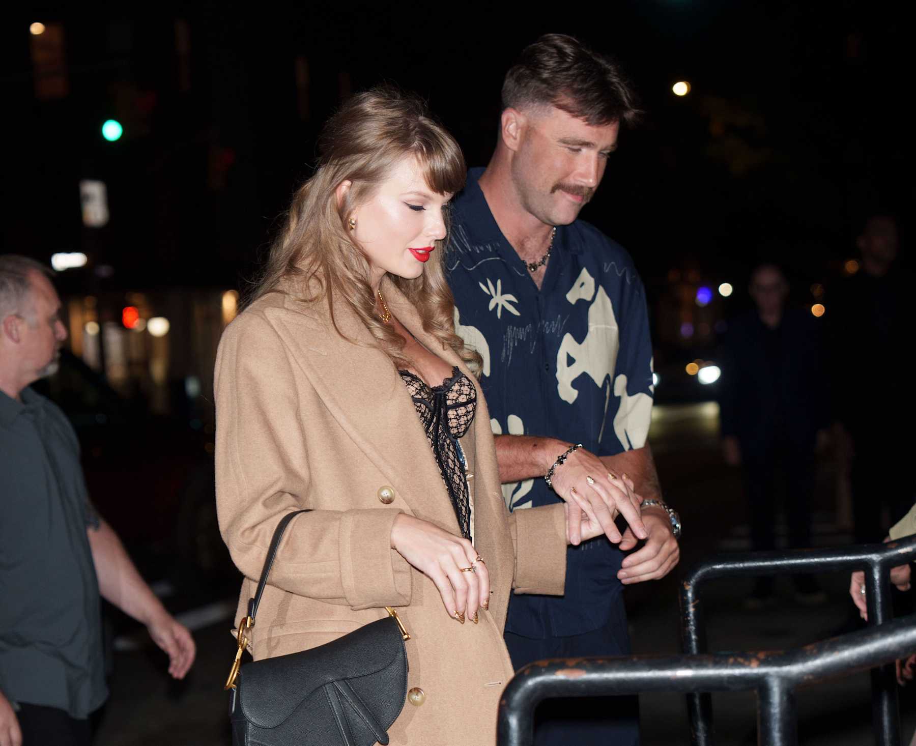 NEW YORK, NY - OCTOBER 11: Taylor Swift and Travis Kelce are seen on October 11, 2024 in New York City. (Photo by XNY/Star Max/GC Images)