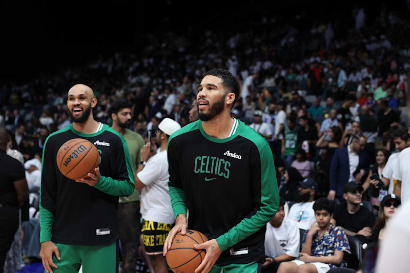 Derrick White and Jayson Tatum