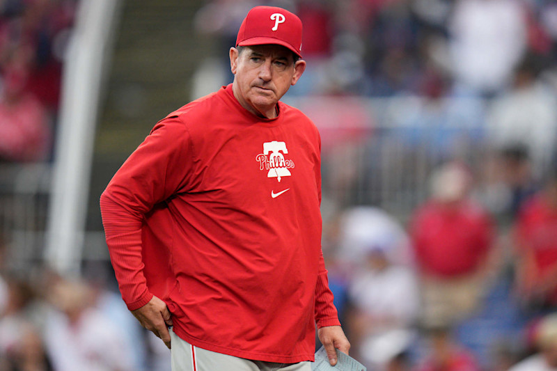 WASHINGTON, DC - SEPTEMBER 29: Rob Thomson #59 of the Philadelphia Phillies walks to the dugout during the seventh inning against the Washington Nationals at Nationals Park on September 29, 2024 in Washington, DC. (Photo by Jess Rapfogel/Getty Images)