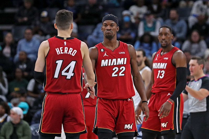 MEMPHIS, TENNESSEE - DECEMBER 05: Jimmy Butler #22 of the Miami Heat during the game against the Memphis Grizzlies at FedExForum on December 05, 2022 in Memphis, Tennessee. NOTE TO USER: User expressly acknowledges and agrees that, by downloading and or using this photograph, User is consenting to the terms and conditions of the Getty Images License Agreement. (Photo by Justin Ford/Getty Images)