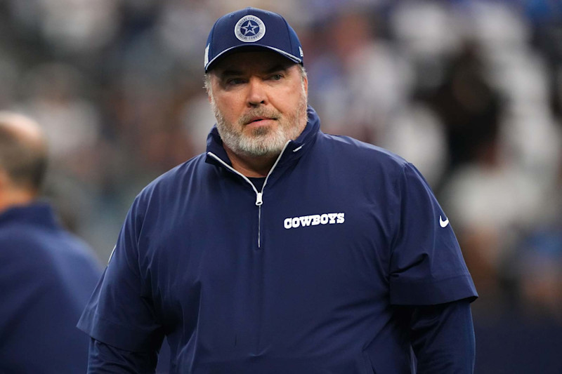 ARLINGTON, TEXAS - OCTOBER 13: Head coach Mike McCarthy of the Dallas Cowboys looks on before a game against the Detroit Lions at AT&T Stadium on October 13, 2024 in Arlington, Texas. (Photo by Sam Hodde/Getty Images)