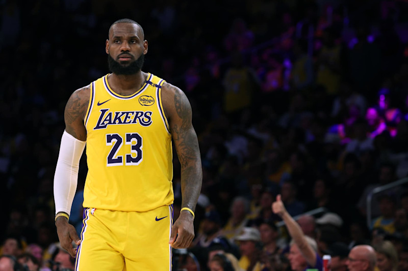 LOS ANGELES, CALIFORNIA - OCTOBER 22: LeBron James #23 of the Los Angeles Lakers during a 110-103 Lakers win over the Minnesota Timberwolves in the season home opener at Crypto.com Arena on October 22, 2024 in Los Angeles, California. (Photo by Harry How/Getty Images). NOTE TO USER: User expressly acknowledges and agrees that, by downloading and/or using this Photograph, user is consenting to the terms and conditions of the Getty Images License Agreement. (Photo by Harry How/Getty Images)