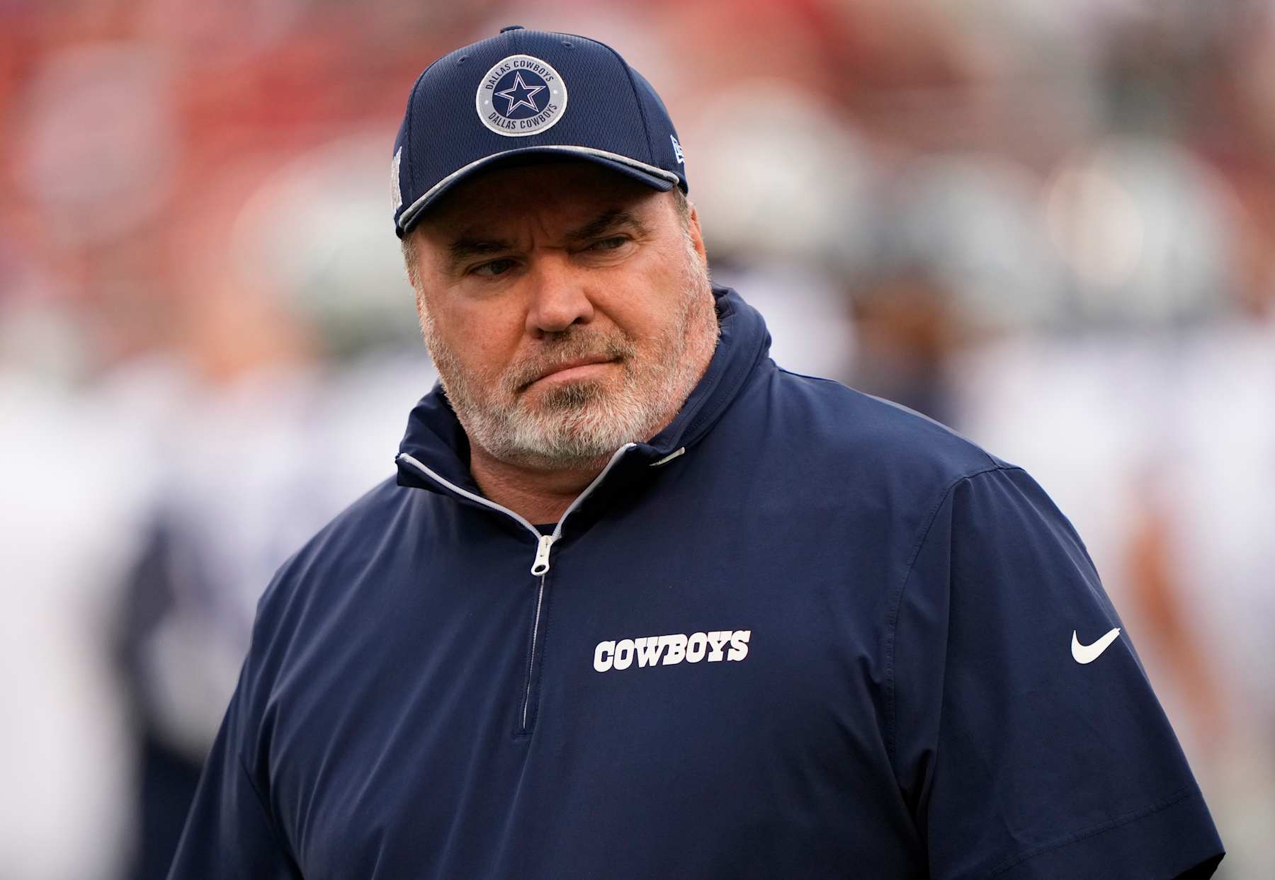 SANTA CLARA, CALIFORNIA - OCTOBER 27: Head coach Mike McCarthy of the Dallas Cowboys looks on prior to a game against the San Francisco 49ers at Levi's Stadium on October 27, 2024 in Santa Clara, California. (Photo by Thearon W. Henderson/Getty Images)
