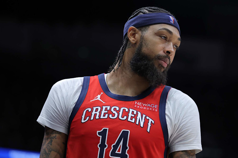 NEW ORLEANS, LOUISIANA - NOVEMBER 04: Brandon Ingram #14 of the New Orleans Pelicans reacts against the Portland Trail Blazers during a game at the Smoothie King Center on November 04, 2024 in New Orleans, Louisiana. NOTE TO USER: User expressly acknowledges and agrees that, by downloading and or using this Photograph, user is consenting to the terms and conditions of the Getty Images License Agreement. (Photo by Jonathan Bachman/Getty Images)