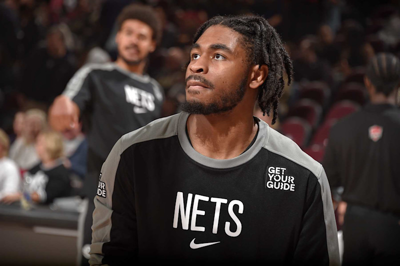 CLEVELAND, OH - NOVEMBER 9: Cam Thomas #24 of the Brooklyn Nets looks on before the game against the Cleveland Cavaliers on November 9, 2024 at Rocket Mortgage FieldHouse in Cleveland, Ohio. NOTE TO USER: User expressly acknowledges and agrees that, by downloading and/or using this Photograph, user is consenting to the terms and conditions of the Getty Images License Agreement. Mandatory Copyright Notice: Copyright 2024 NBAE (Photo by David Liam Kyle/NBAE via Getty Images)