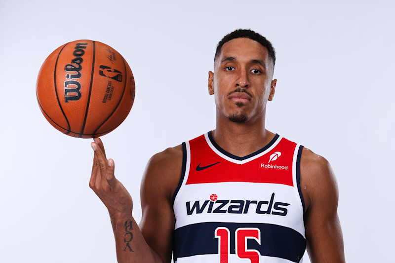 WASHINGTON, DC - SEPTEMBER 30: Malcolm Brogdon #15 of the Washington Wizards poses for a portrait during Washington Wizards media day at Capital One Arena on September 30, 2024 in Washington, DC. NOTE TO USER: User expressly acknowledges and agrees that, by downloading and or using this photograph, User is consenting to the terms and conditions of the Getty Images License Agreement. (Photo by Scott Taetsch/Getty Images).