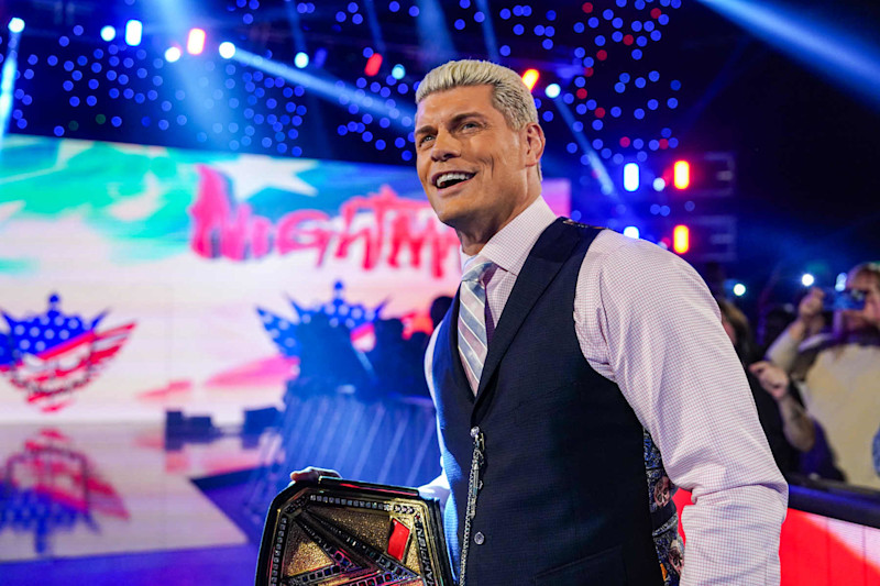 COLUMBIA, SOUTH CAROLINA - OCTOBER 18: The Undisputed WWE Champion, Cody Rhodes, enters the arena during SmackDown at Colonial Life Arena on October 18, 2024 in Columbia, South Carolina.  (Photo by WWE/Getty Images)