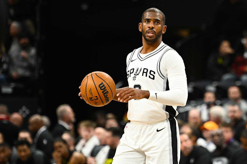 SALT LAKE CITY, UTAH - OCTOBER 31: Chris Paul #3 of the San Antonio Spurs in action during the second half of a game against the Utah Jazz at Delta Center on October 31, 2024 in Salt Lake City, Utah. NOTE TO USER: User expressly acknowledges and agrees that, by downloading and or using this photograph, User is consenting to the terms and conditions of the Getty Images License Agreement. (Photo by Alex Goodlett/Getty Images)