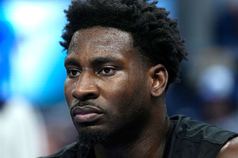 SAN FRANCISCO, CALIFORNIA - NOVEMBER 15: Jaren Jackson Jr. #13 of the Memphis Grizzlies looks on from the bench during player introduction prior to the start of the game against the Golden State Warriors in an Emirates NBA Cup game at Chase Center on November 15, 2024 in San Francisco, California. NOTE TO USER: User expressly acknowledges and agrees that, by downloading and or using this photograph, User is consenting to the terms and conditions of the Getty Images License Agreement. (Photo by Thearon W. Henderson/Getty Images)