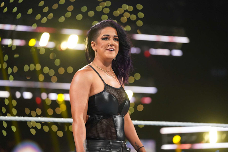 NASHVILLE, TENNESSEE - OCTOBER 4: Bayley makes her entrance into the ring during WWE SmackDown at Bridgestone Arena on October 4, 2024 in Nashville, Tennessee.  (Photo by WWE/Getty Images)