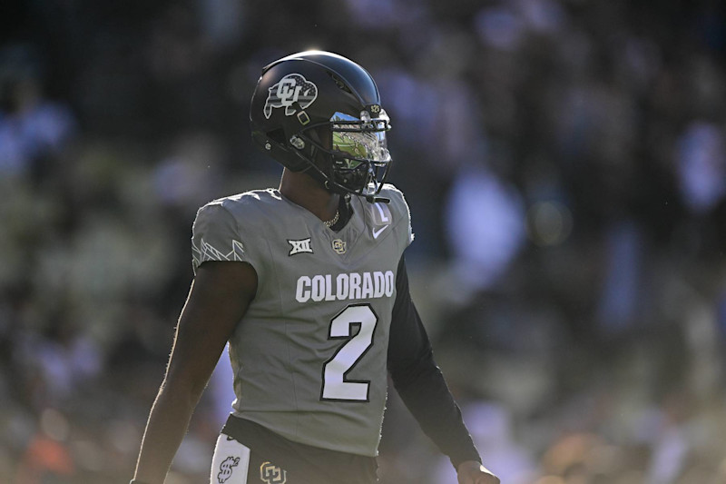 BOULDER, CO - NOVEMBER 16:  Shedeur Sanders #2 of the Colorado Buffaloes warms up before a game against the Utah Utes at Folsom Field on November 16, 2024 in Boulder, Colorado. (Photo by Dustin Bradford/Getty Images)