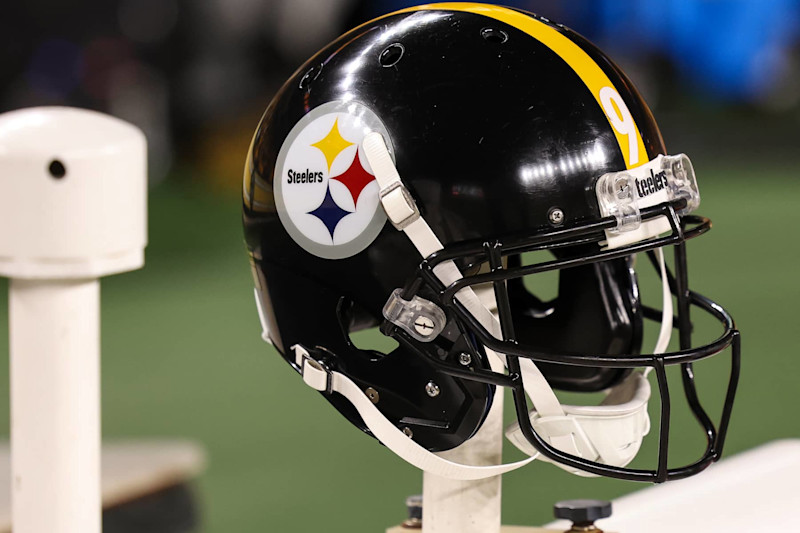 PITTSBURGH, PENNSYLVANIA - OCTOBER 28:  Detail view of a Pittsburgh Steelers helmet prior to an NFL football game between the New York Giants and the Pittsburgh Steelers at Acrisure Stadium on October 28, 2024 in Pittsburgh, Pennsylvania. (Photo by Perry Knotts/Getty Images)