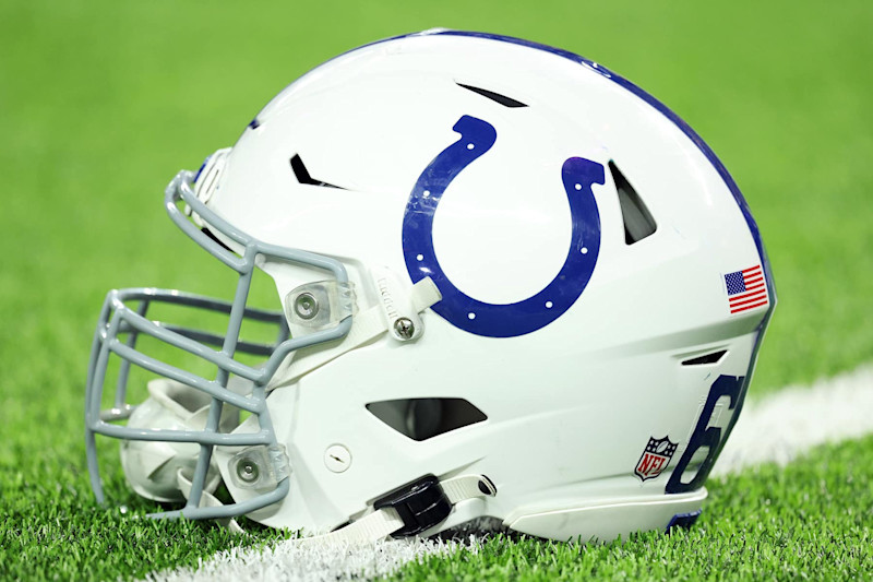 MINNEAPOLIS, MINNESOTA - NOVEMBER 03: A view of an Indianapolis Colts helmet prior to the start of the game against the Minnesota Vikings at U.S. Bank Stadium on November 03, 2024 in Minneapolis, Minnesota. The Vikings defeated the Colts 21-13. (Photo by David Berding/Getty Images)