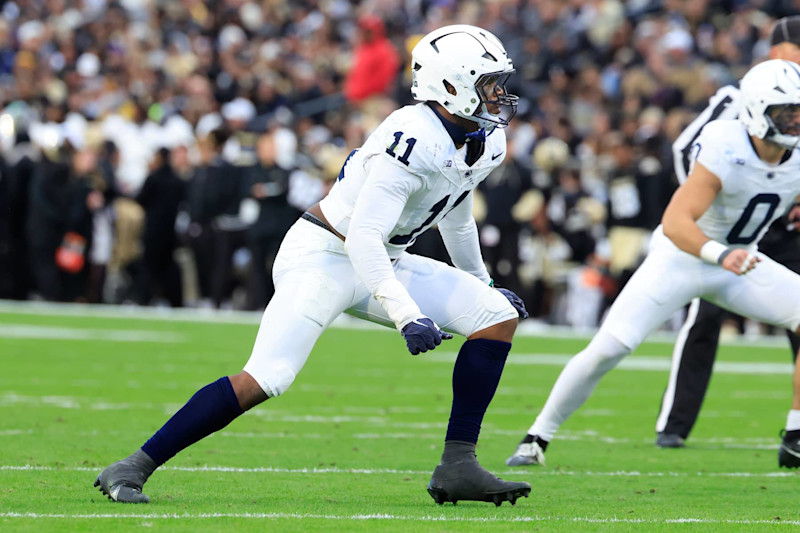 WEST LAFAYETTE, INDIANA - NOVEMBER 16:  Abdul Carter #11 of the Penn State Nittany Lions makes a move against the Purdue Boilermakers at Ross-Ade Stadium on November 16, 2024 in West Lafayette, Indiana. (Photo by Justin Casterline/Getty Images)